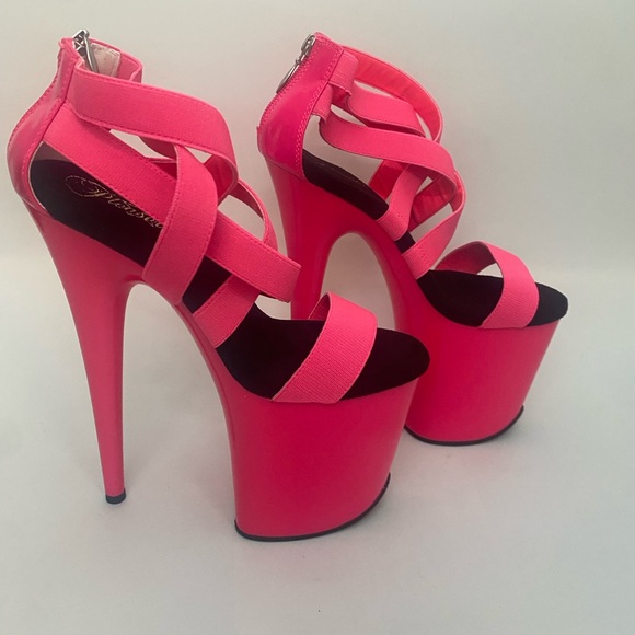 Pleaser Flamingo-869UV Neon Pink Platform Heels – Stripper Shoes - Picture 4 of 12